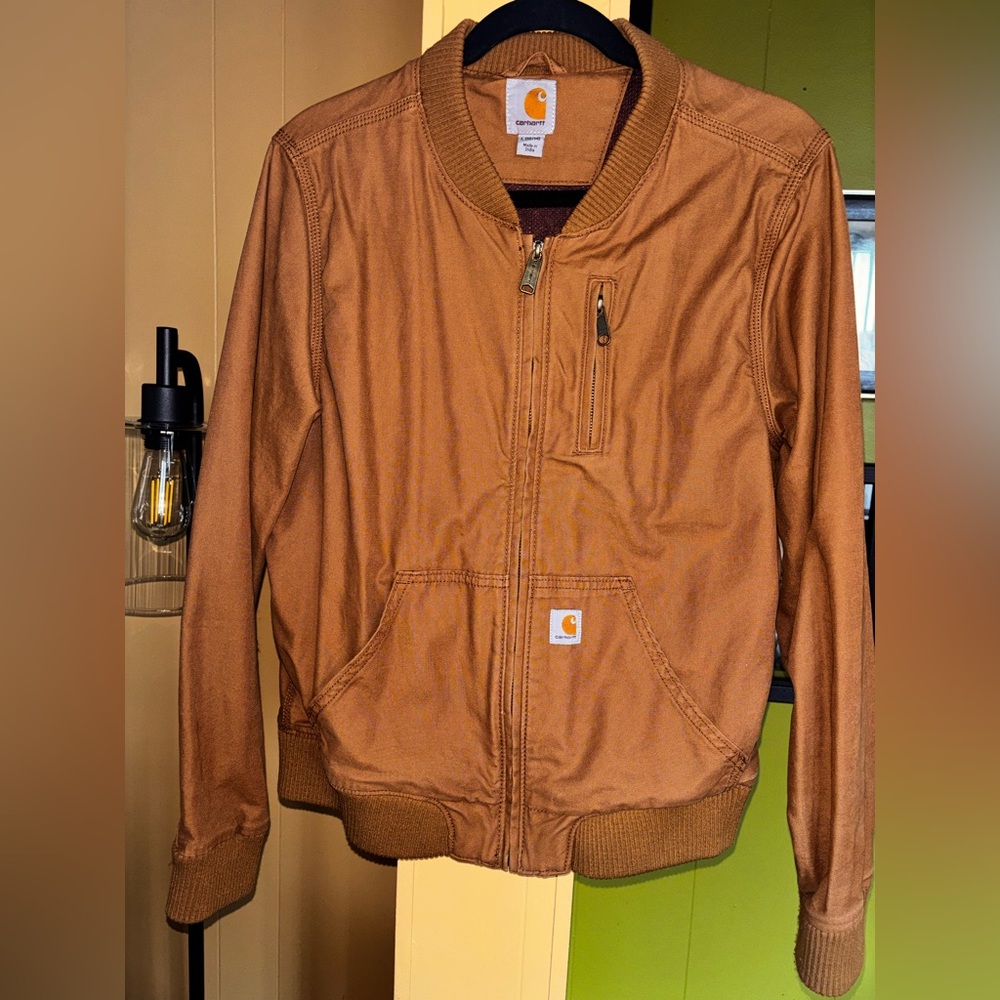 Carhartt Tan Bomber Jacket with Maroon Lining - Picture 3 of 3